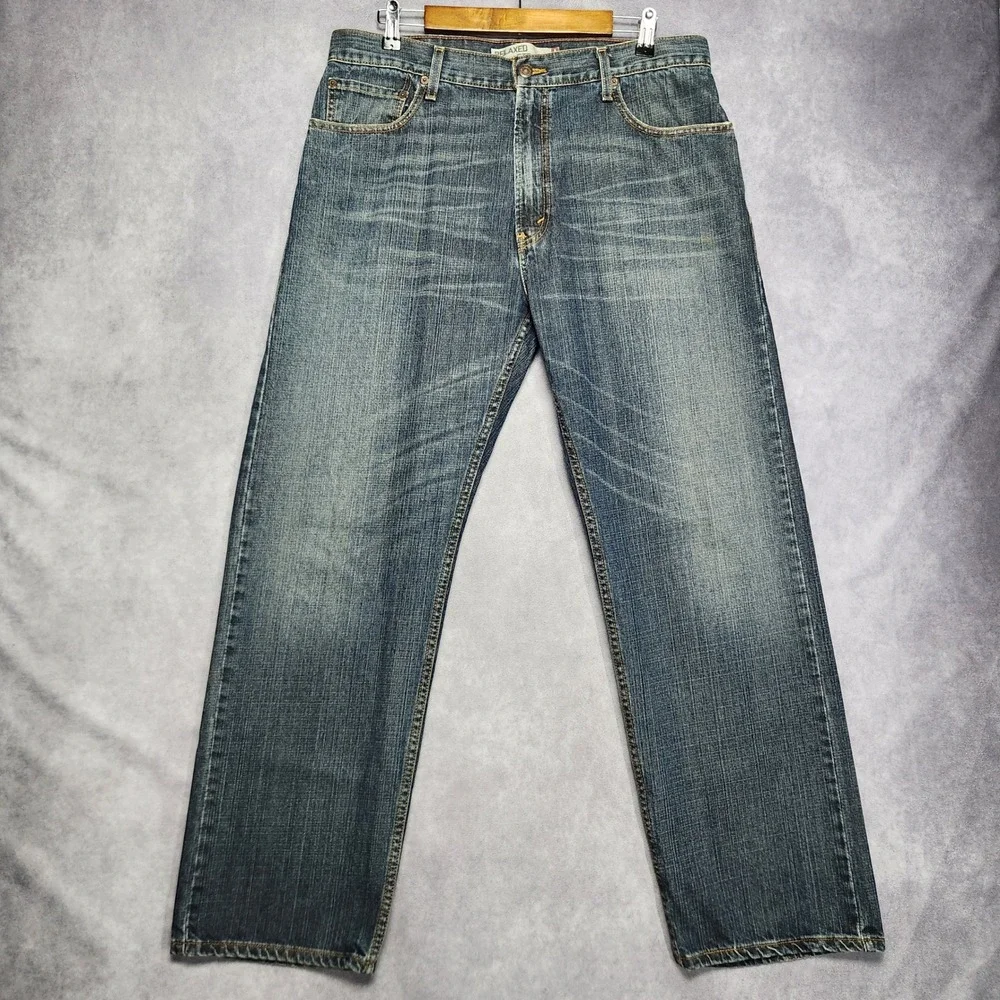 Levis 559 Relaxed Straight Jeans Mens 36x32 Blue Denim Medium‎ Wash 100% Cotton